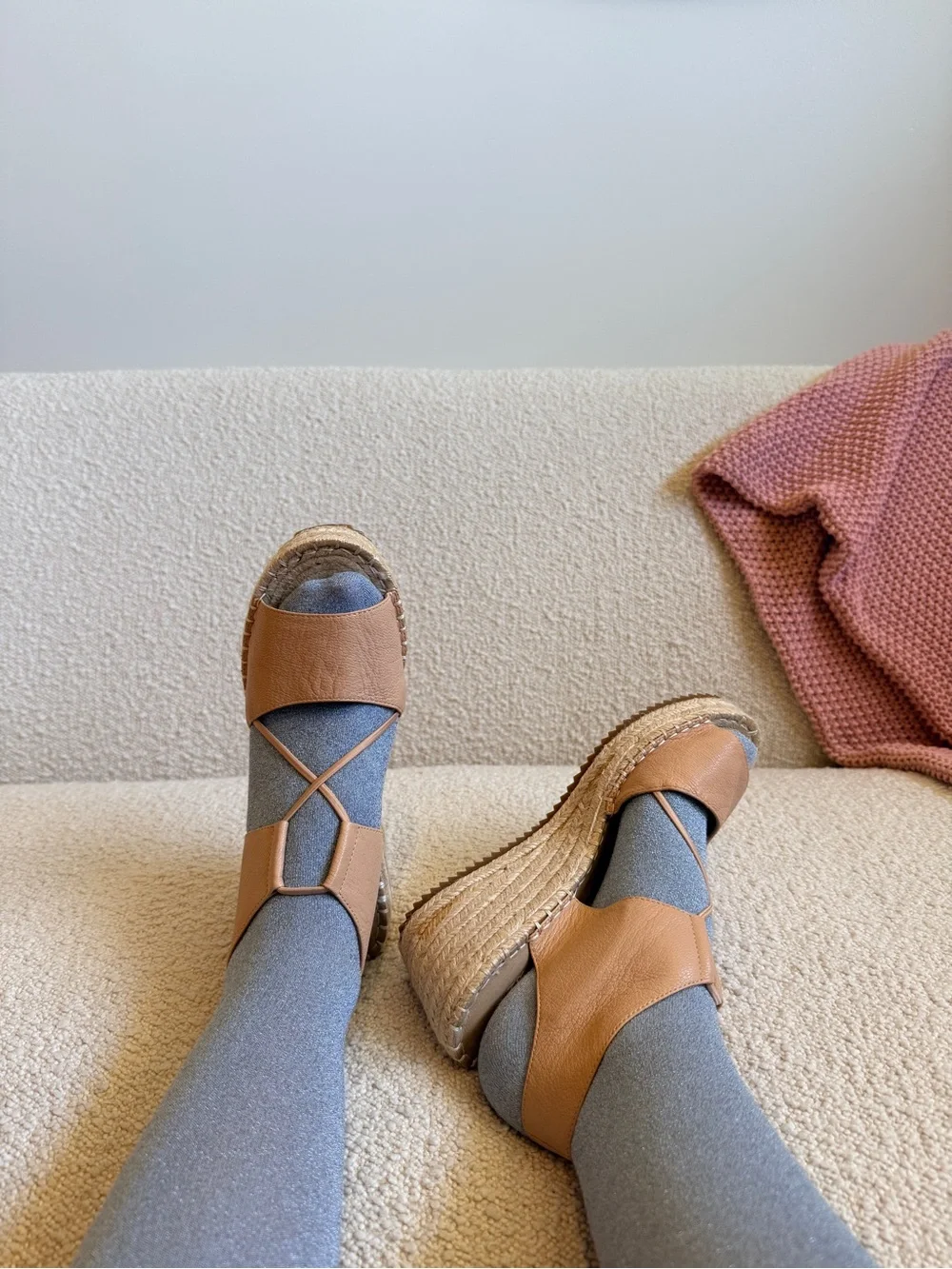 Eileen Fisher Tan Espadrille Wedge Sandals